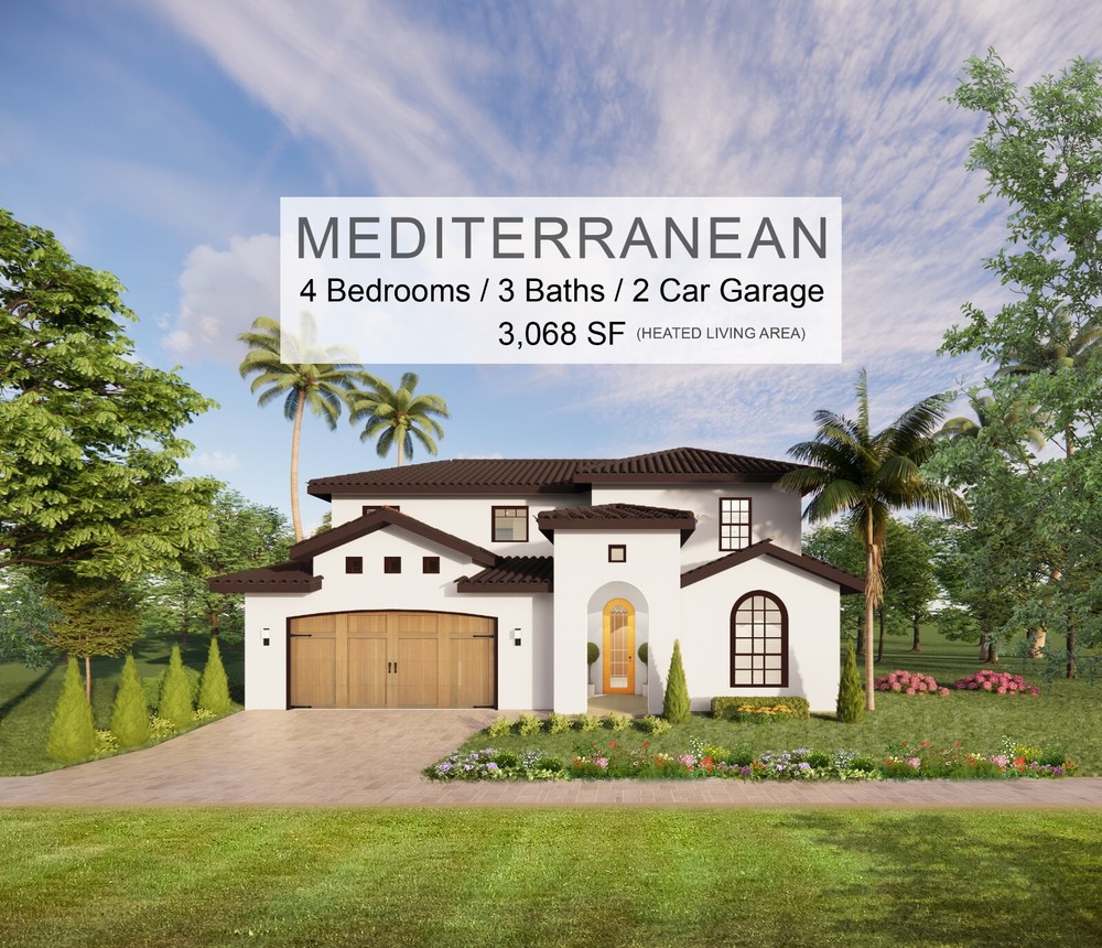 Luxury Mediterranean House Plan Design - 4 Bed 3 Bath - Drawings Blueprints