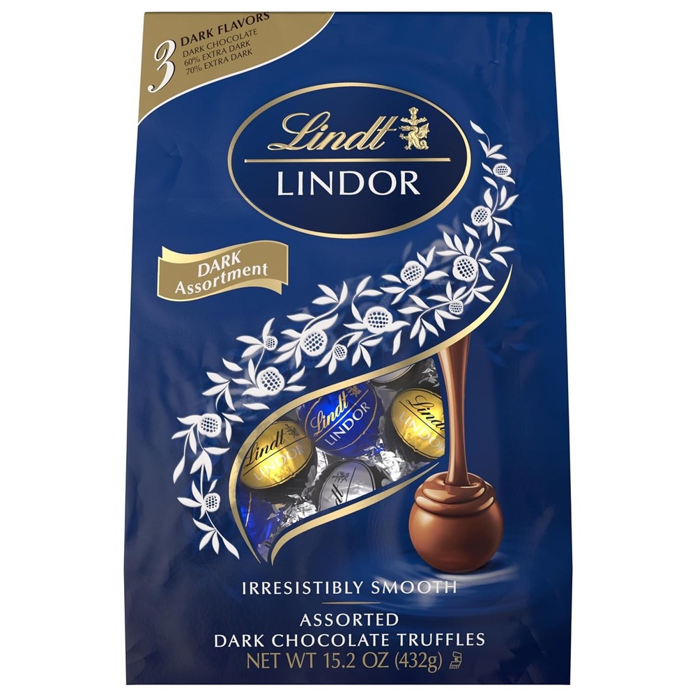 Lindt LINDOR Assorted Dark Chocolate Candy Truffles, Assorted Chocolate with