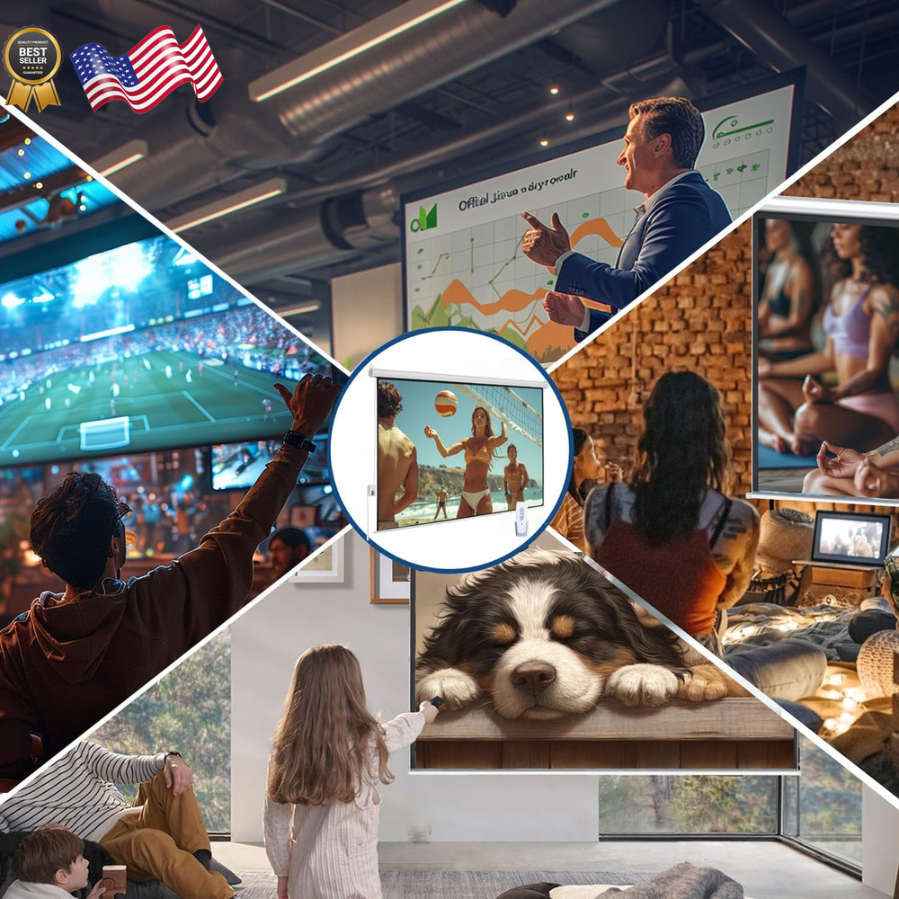 120" Motorized Projector Screen Electric 16:9 Projector Screen with Remote