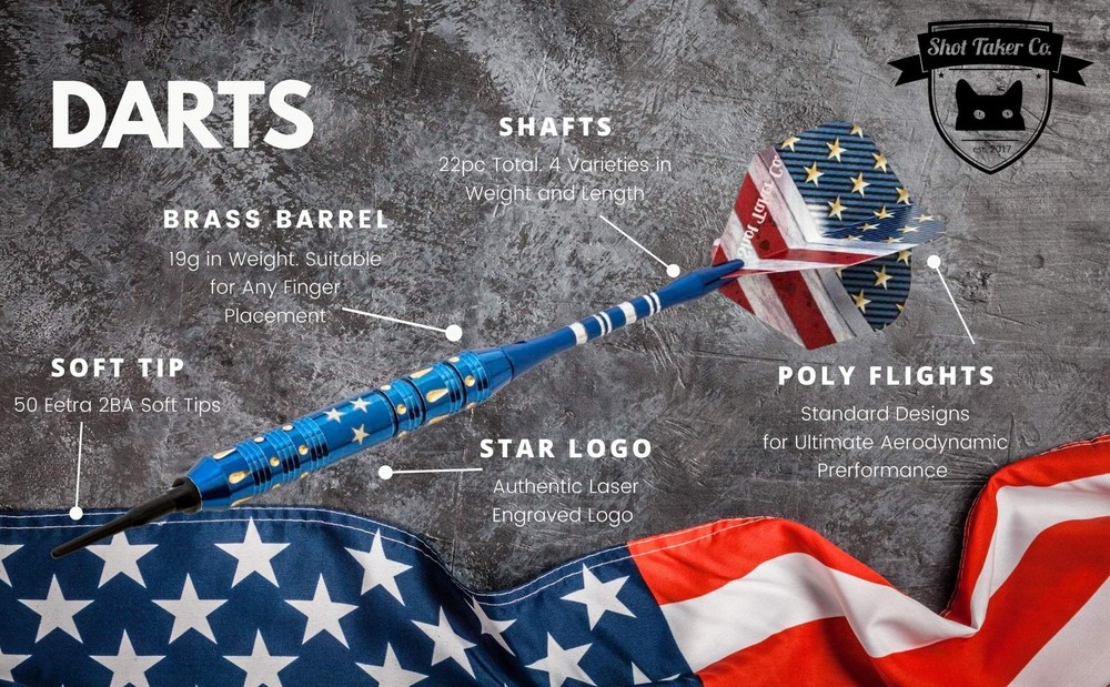 Soft Tip Darts Set - Professional Darts for Electronic Dartboard - Includes Bras