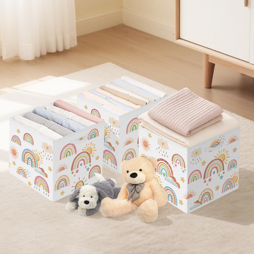 Rainbow Storage Cube Organizer Set Boho Closet Clothes Cube with Metal Frame ...