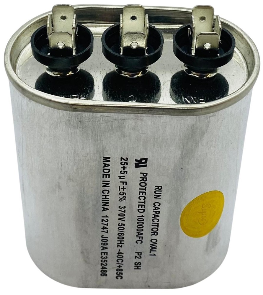 CD25+5X370, Dual Run Capacitor Oval 25 + 5 Mfd. 370 Volt