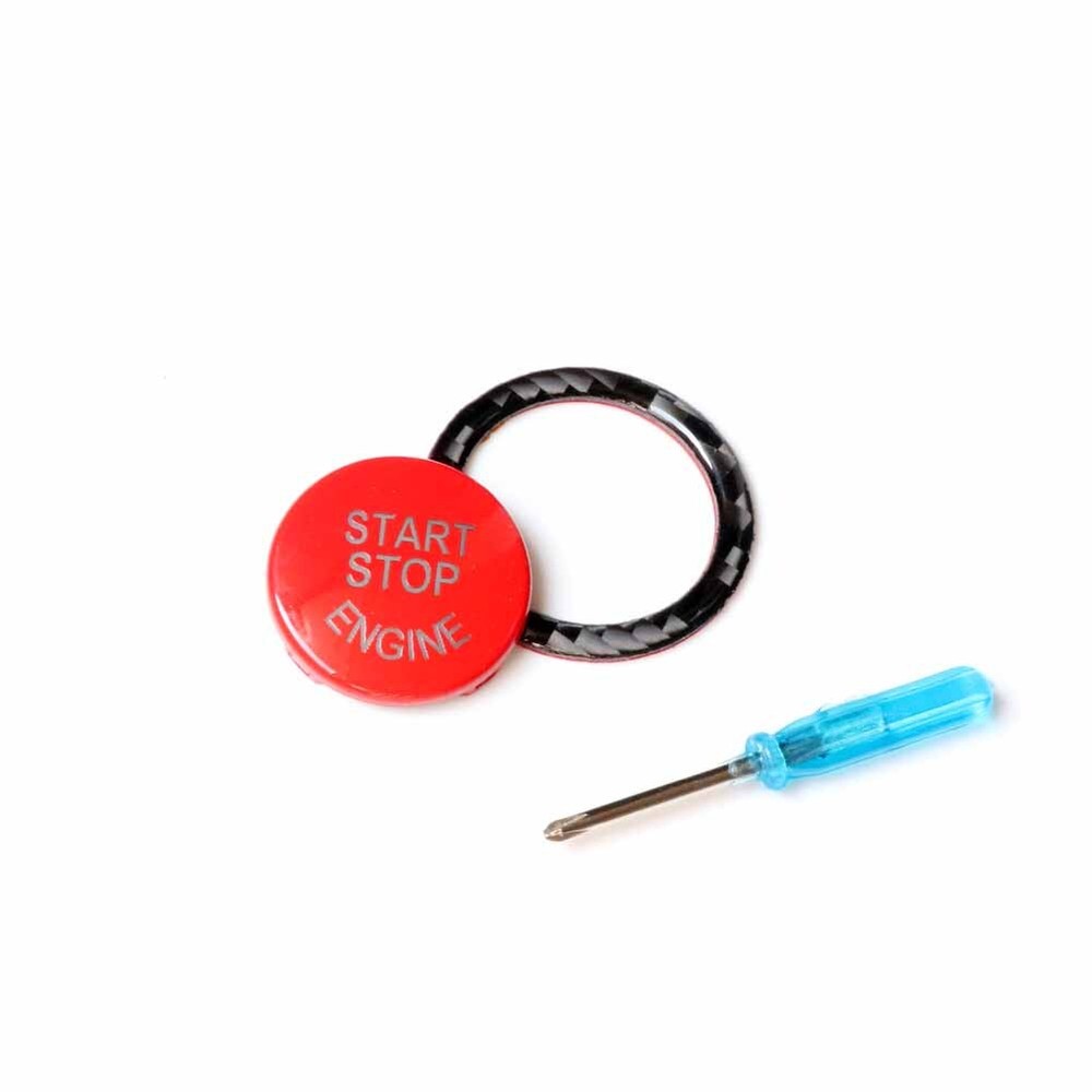 Red Engine Start-stop Push Button Cover With Black Ring Trim For BMW E90 E92 E93