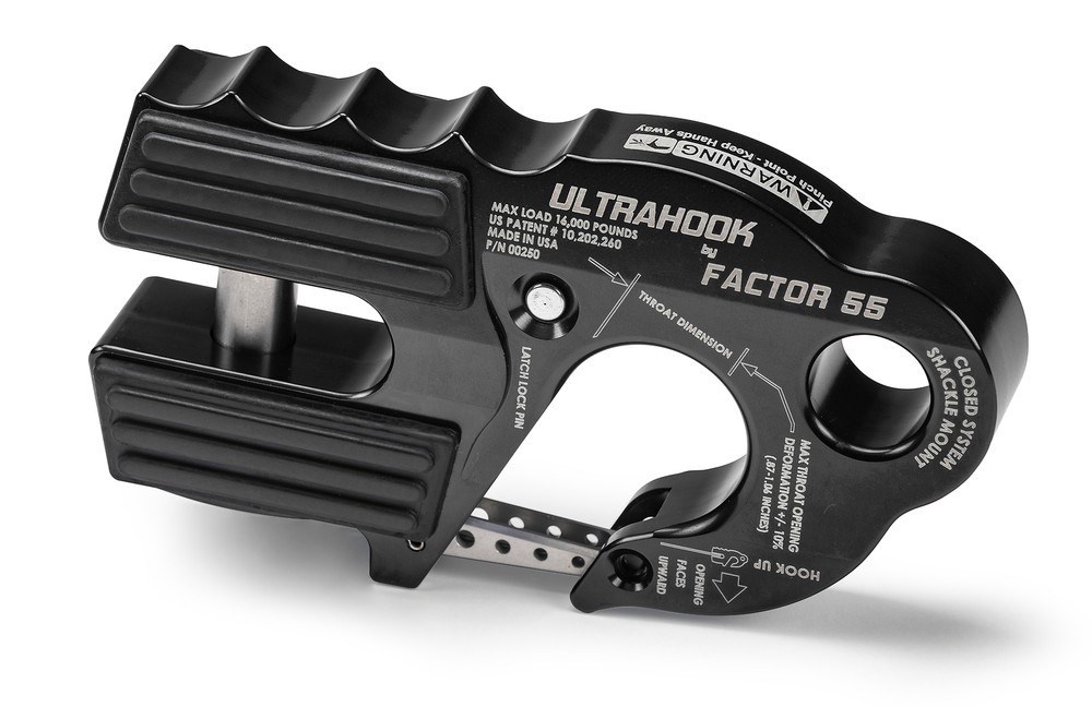 Factor 55 00250-04 ULTRAHOOK WINCH HOOK WITH SHACKLE Mount BLACK