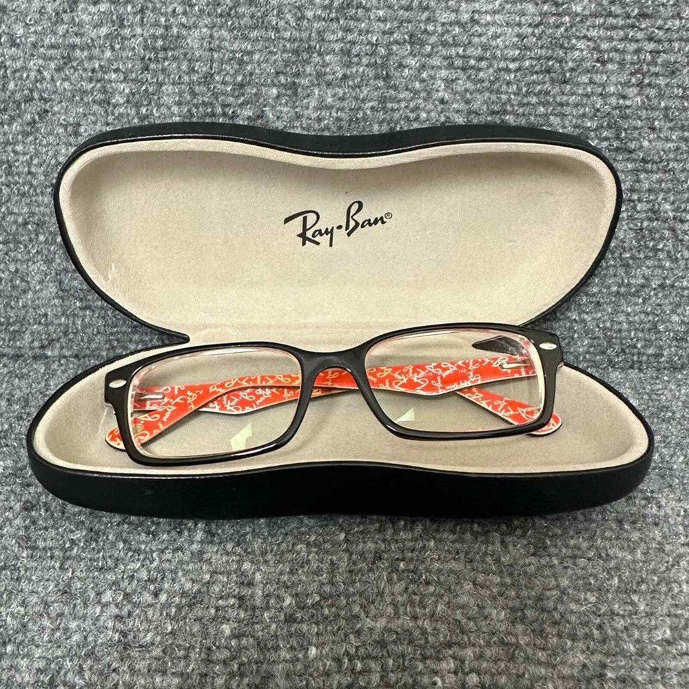 Ray-Ban Highstreet 5206 eyeglass frames case rectangle flex hinges black red