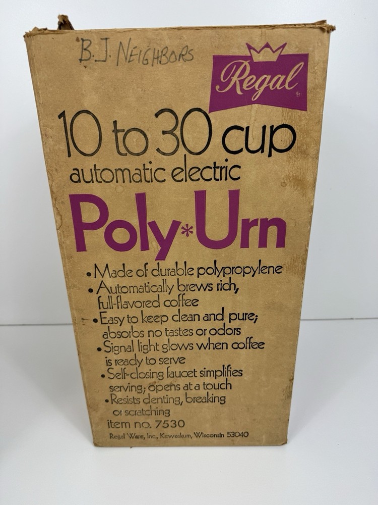 VTG 1972 Burnt Orange Retro REGAL Poly Automatic PERCOLATOR #7530 Triangle Shape