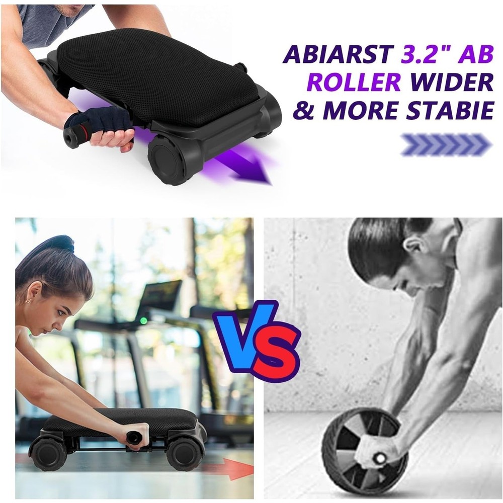 Ab Roller Wheel, Automatic Rebound Abdominal Wheel for Core Workout, Black