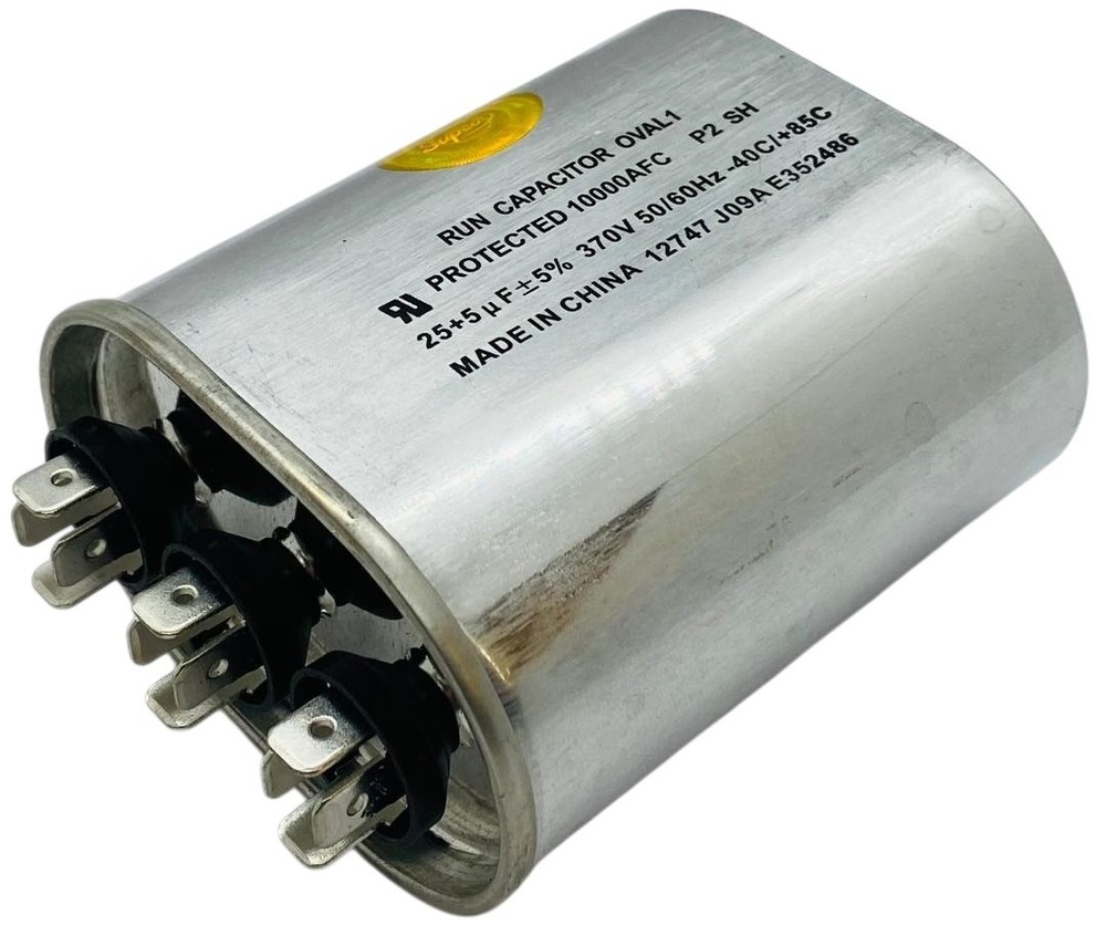 CD25+5X370, Dual Run Capacitor Oval 25 + 5 Mfd. 370 Volt