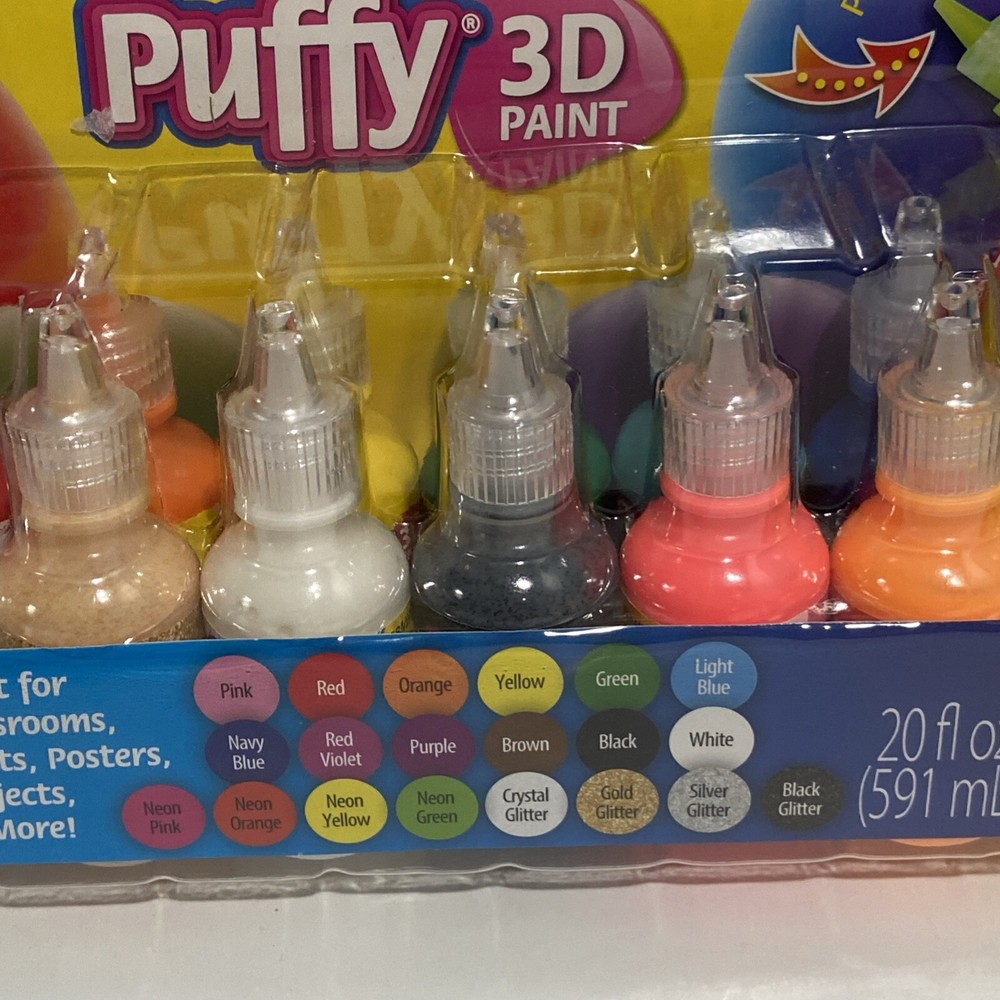 3D Puff Paints 20 Pack Works On Everything Crafting Precision Tips Art Projects