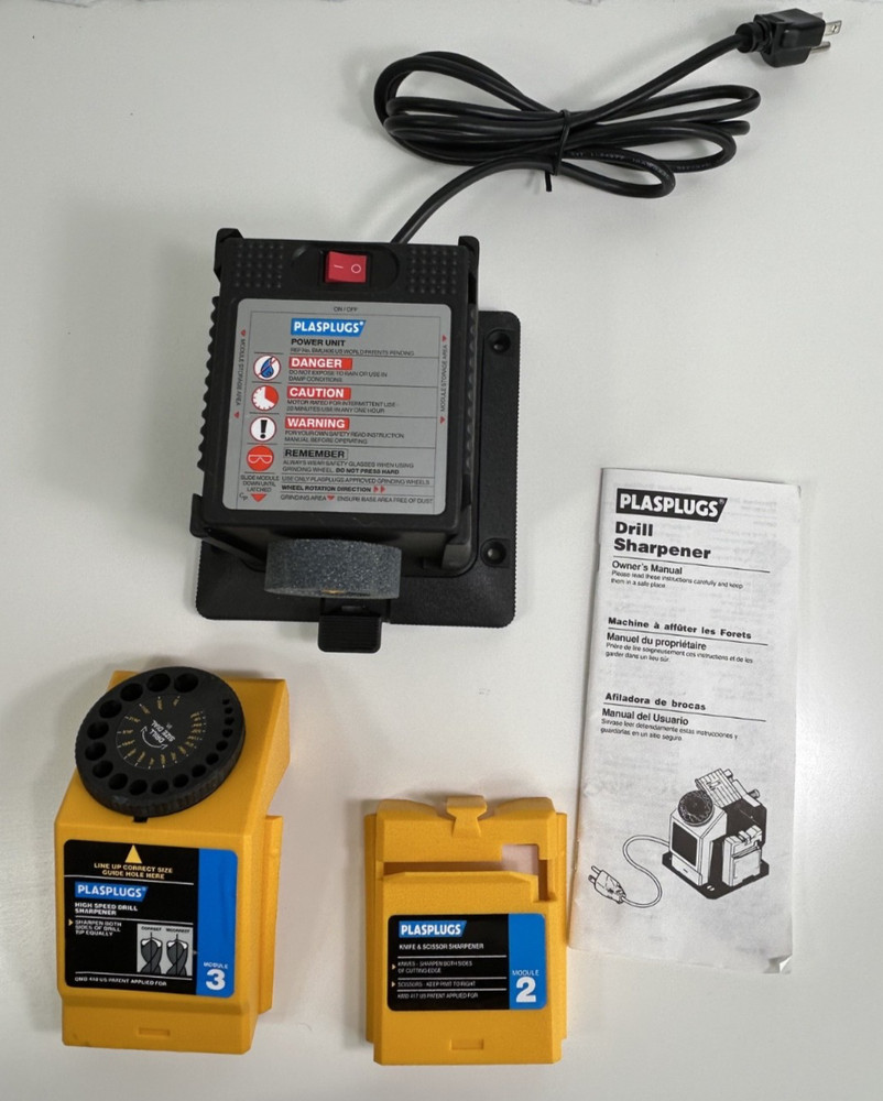 Plasplugs Compact SHARPENER Unit For DRIILL BITS Knife SCISSORS Module 2 & 3 B21