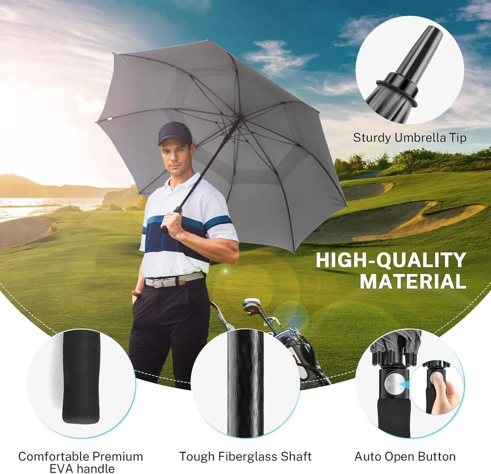 62 Inch Extra Large Golf Umbrella - Windproof & UV Protection, Auto Open