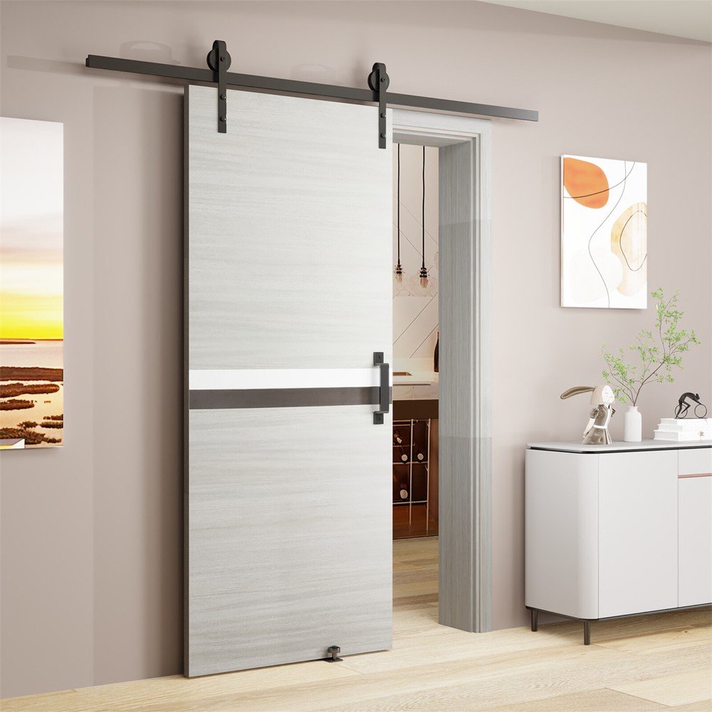 36x80"Door Slab Panel 6.6' Sliding Track Kit+Adjustable Floor Guider+Pull Handle