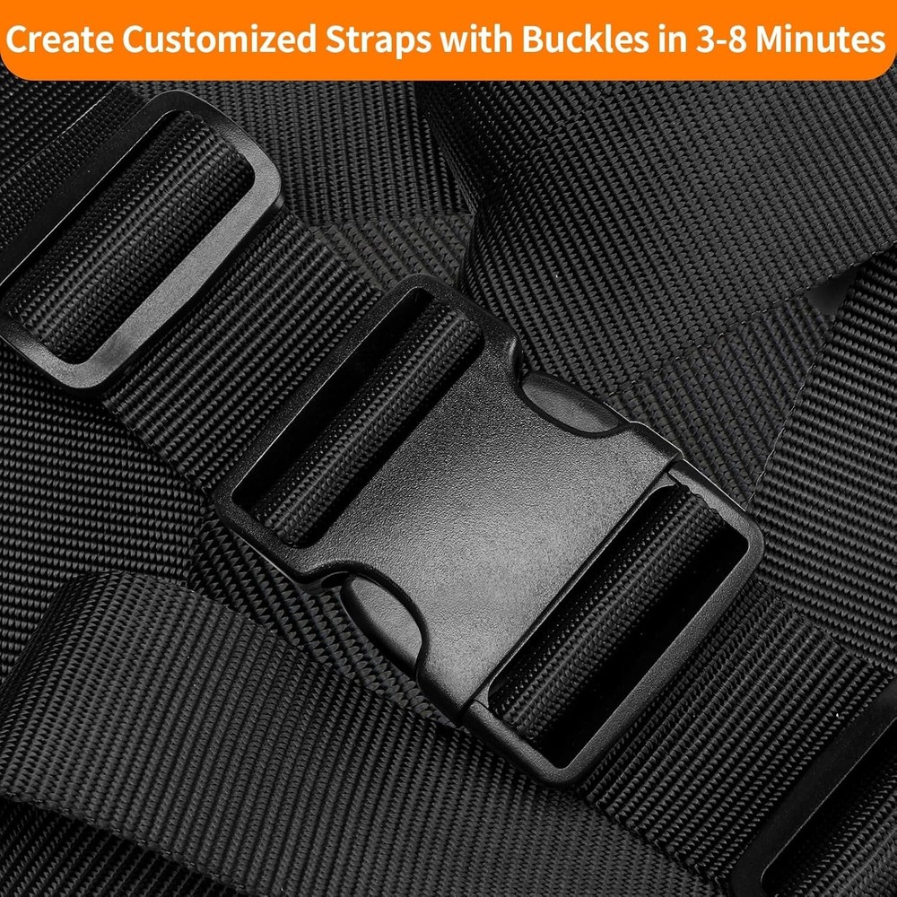 Durable 2" Strap and Buckle Set - 6 Heavy-Duty Plastic Clips & Webbing