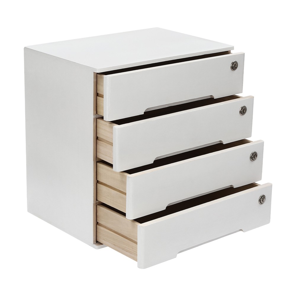 Desktop Storage Box 4-layer with Lockable Drawers Office Supplies File Organizer