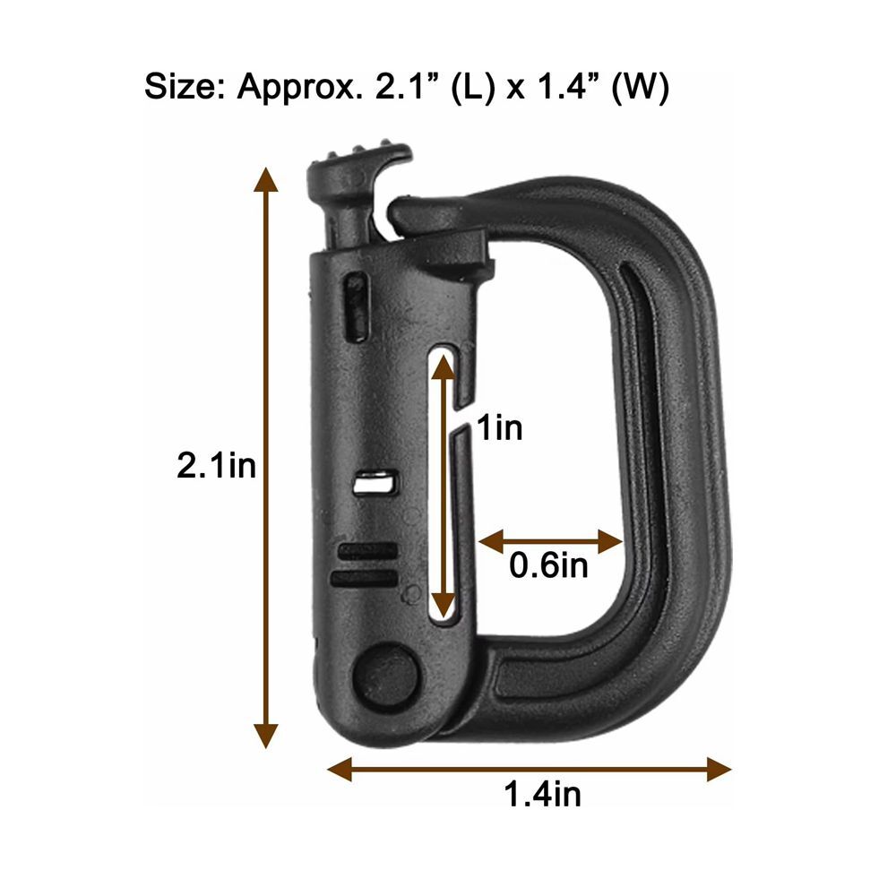 5Pcs Multipurpose DRing Grimloc Locking for Molle Webbing with Zippered Pouch