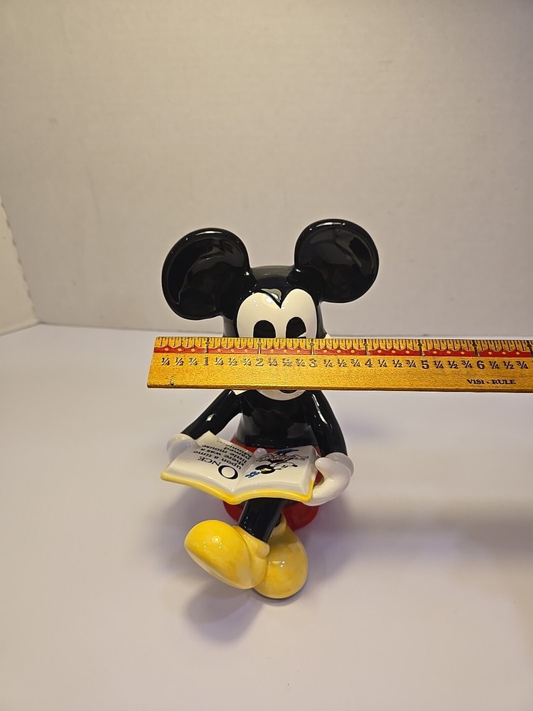 Vintage Disney Ceramic Mickey Mouse Sitting Reading Figurine Read