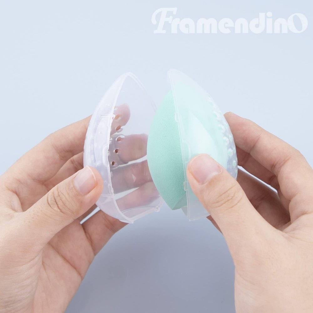 Framendino, 4 Pack Breathable Makeup Sponge Case Protective Plastic Beauty Co...