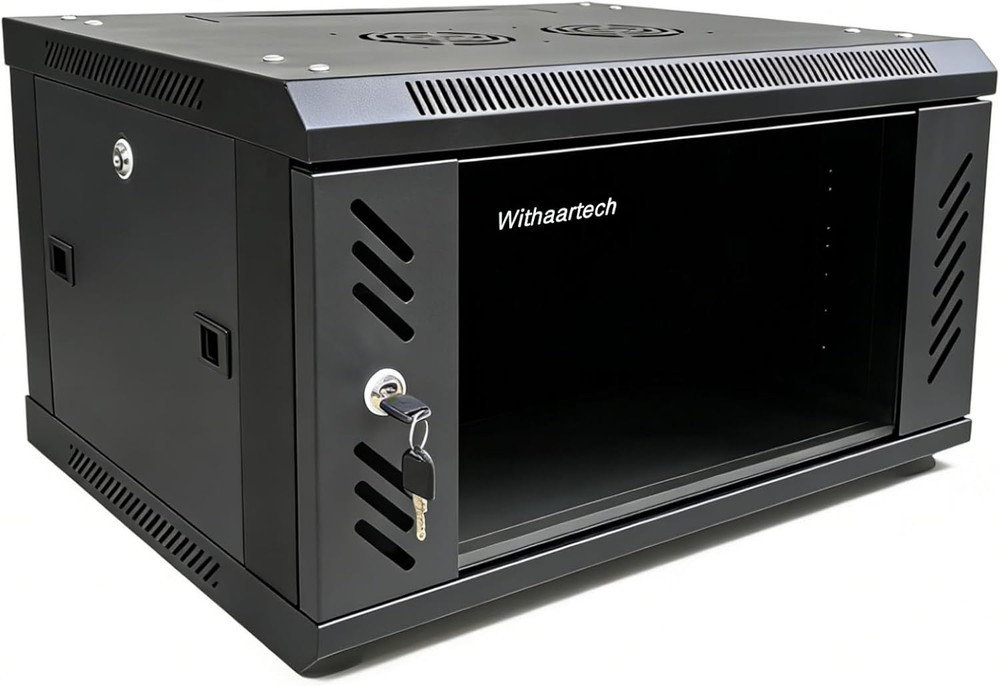6U Wall Mount Server Cabinet with 360° Cooling & 3 Locking Doors for IT Use
