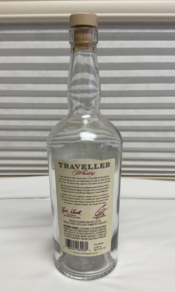 TRAVELLER EMPTY Whiskey Bottle Chris Stapleton 750mL with Cork/Cap