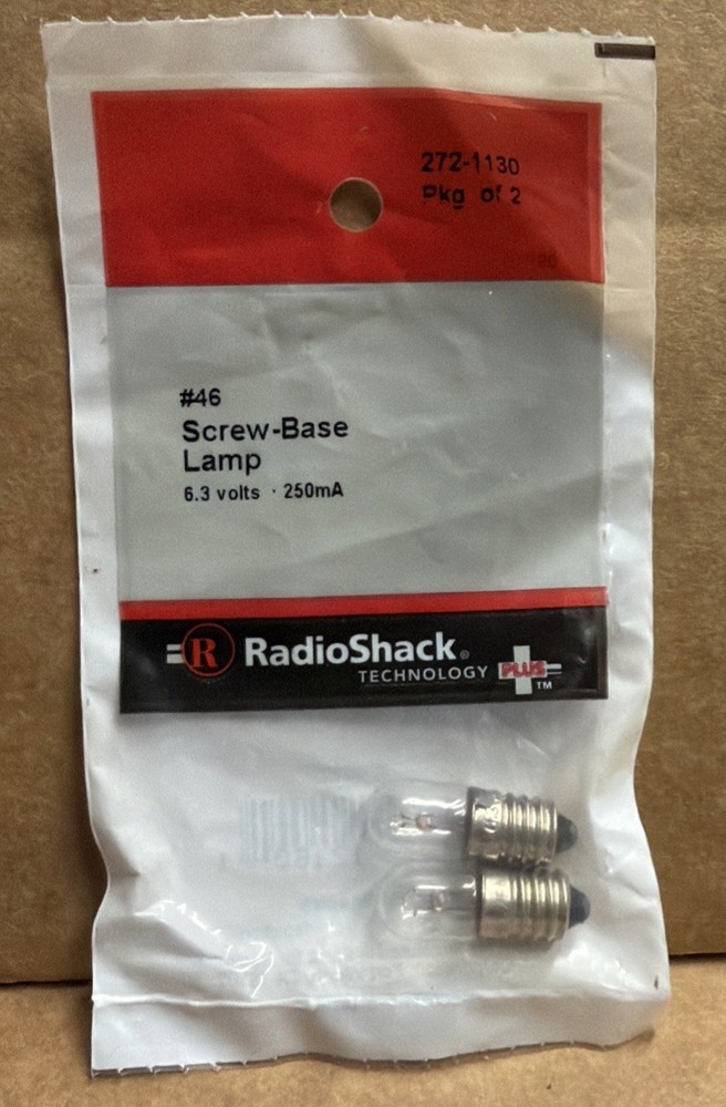 Radio Shack  272-1130 2-pk #46 Screw-Base Lamp 6.3 volts - 250mA Pkg. of 2