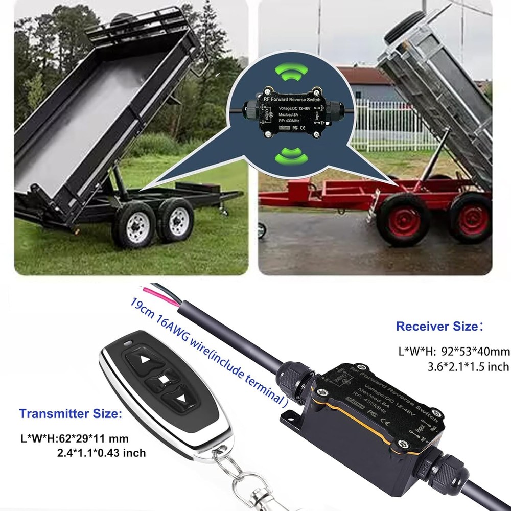 Compact Waterproof Wireless Switch for DC Motor - Forward Reverse Control