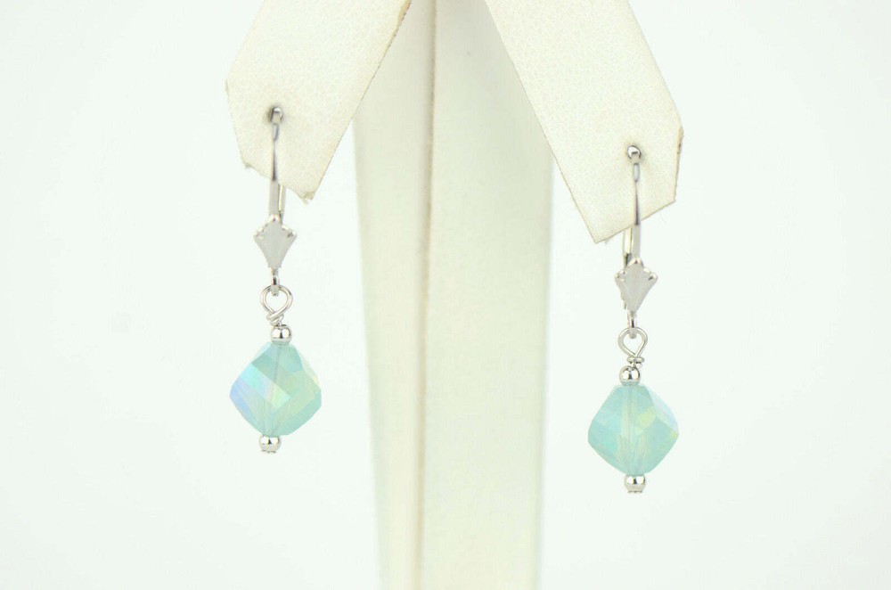 Clear Crystal Helix Bead Sterling Silver Earrings