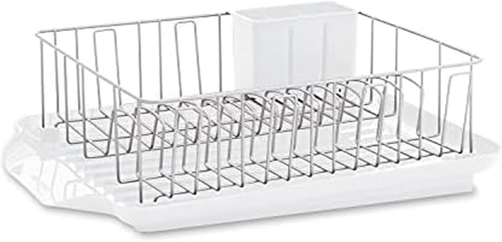 Classic Large Rust Resistant Full Dishrack W/ Removable 3 Compartment Flatware