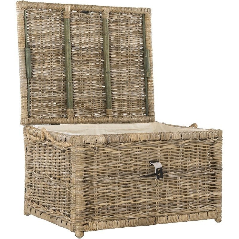 Versatile Wicker Storage Trunk Decorative Bench W/ Cushioned Lid Large Capacity