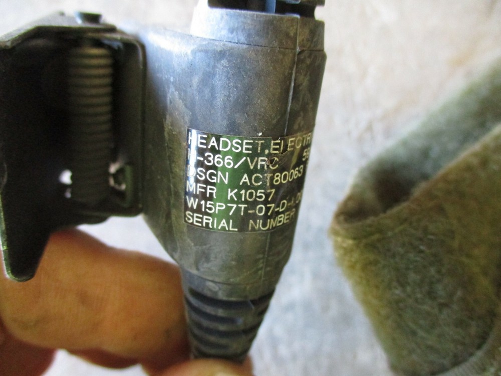 NOS VIC-3 Intercom Headset H-366, Missing MIC, for Military Intercom System