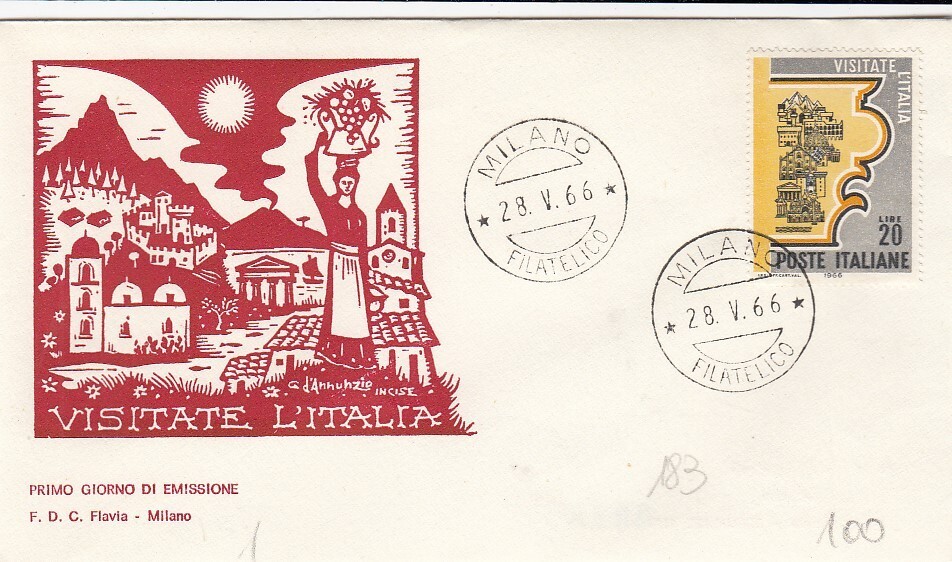 28/5/1966 3 FDC "VISIT ITALY" 1ST DAY ISSUE (L183)