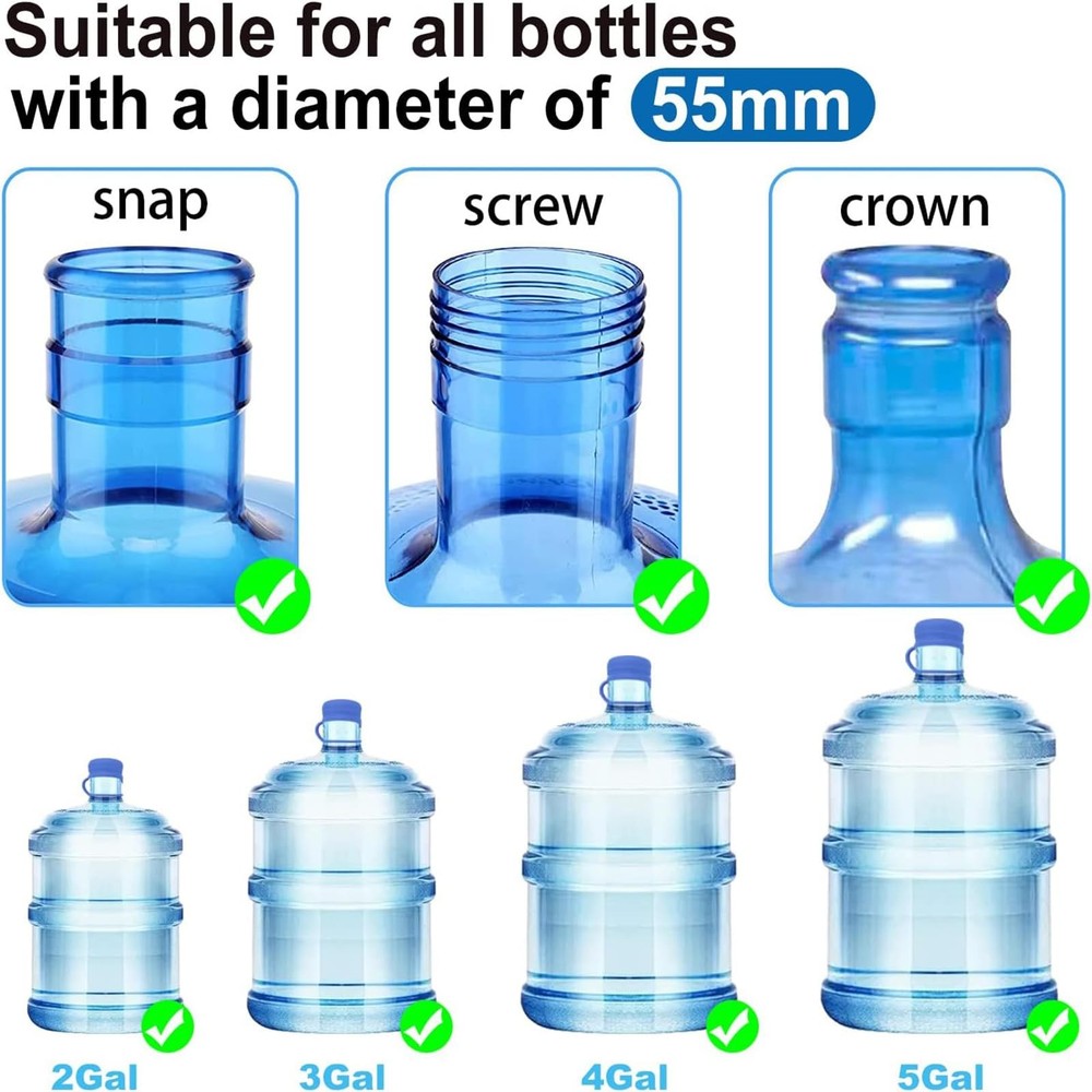 3 Pack Reusable 5 Gallon Water Jug Caps, Leak Proof Bottle Lids (55mm) *NEW*