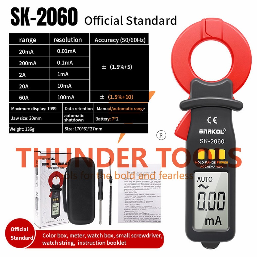 Thunder Tools 3 1/2 Digit Auto Ranging Digital Current Clamp Meter High