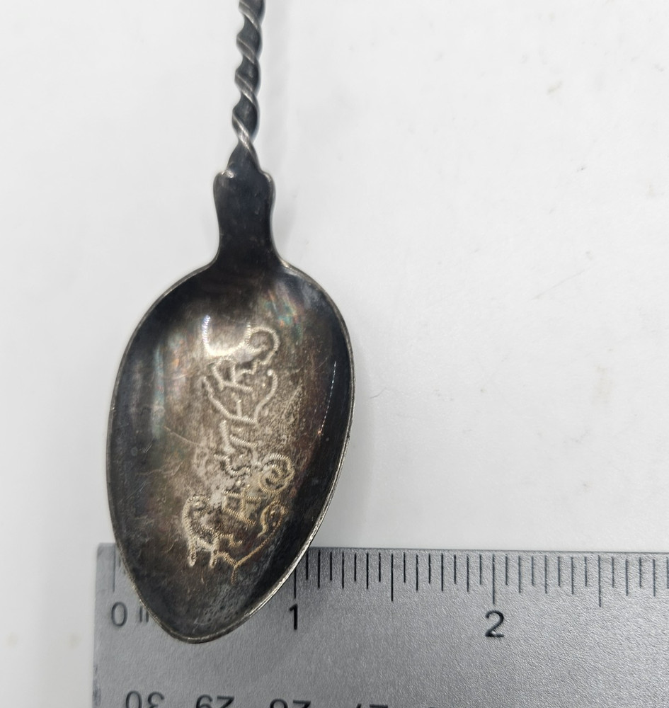 VICTORIAN STERLING SPOON EASTER FEATHER TWISTED HANDLE COLLECTIBLE MEMORABILIA