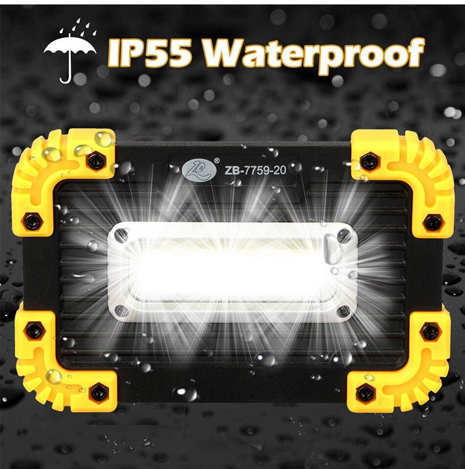 2Pcs LED+COB Work Light USB Rechargeable Spotlight Floodlight Camping Emergency