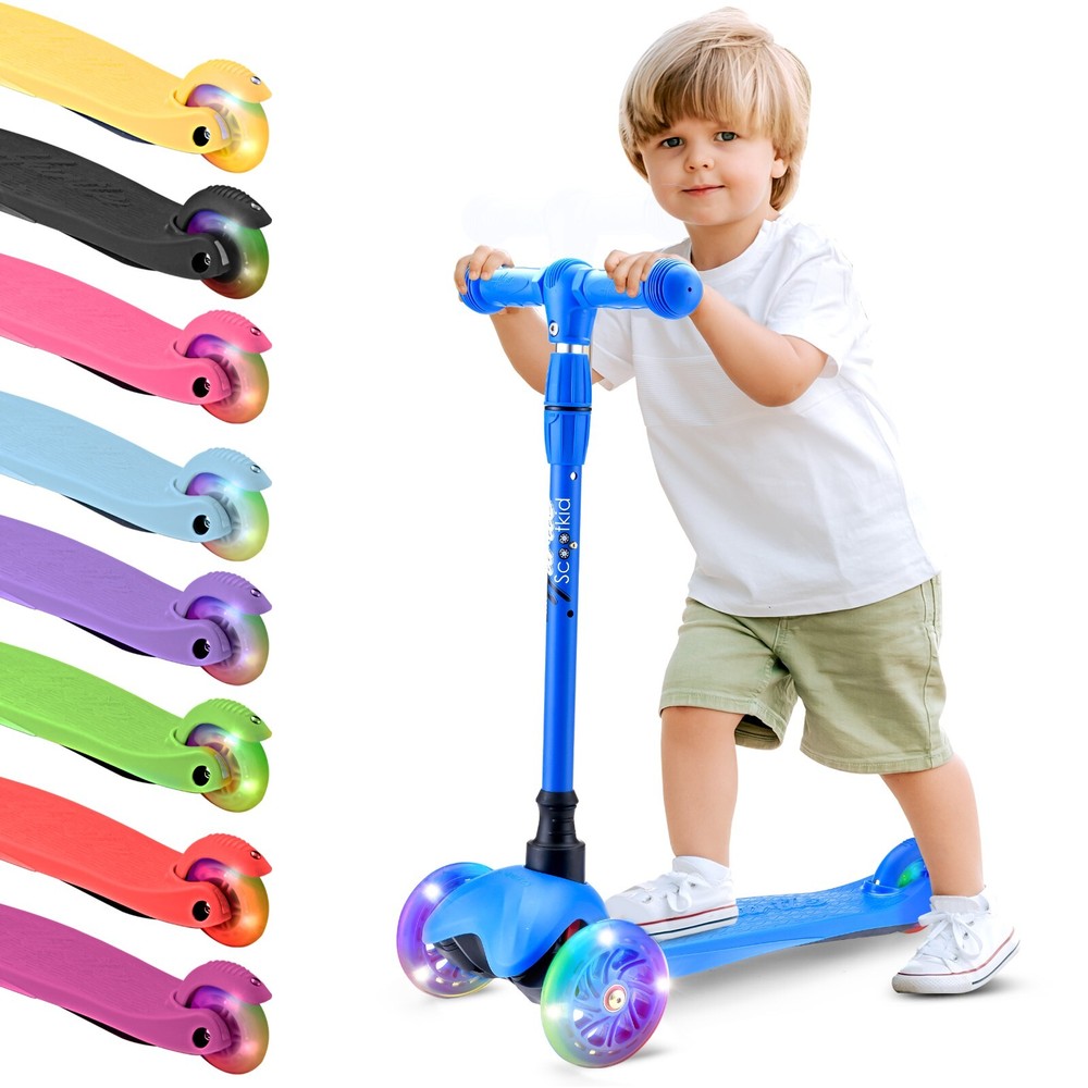 Hurtle Lightweight & Adjustable Mini Kickboard Scooter-for Kids (Blue)