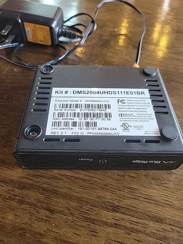 Evolution/Blue Ridge Digital HD Box MODEL DMS2004UHD W/ AC Adapter, Remote. B