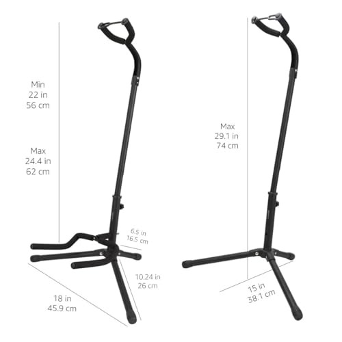 Amazon Basics Height Adjustable Portable Foldable Guitar (Pack of 1), Black