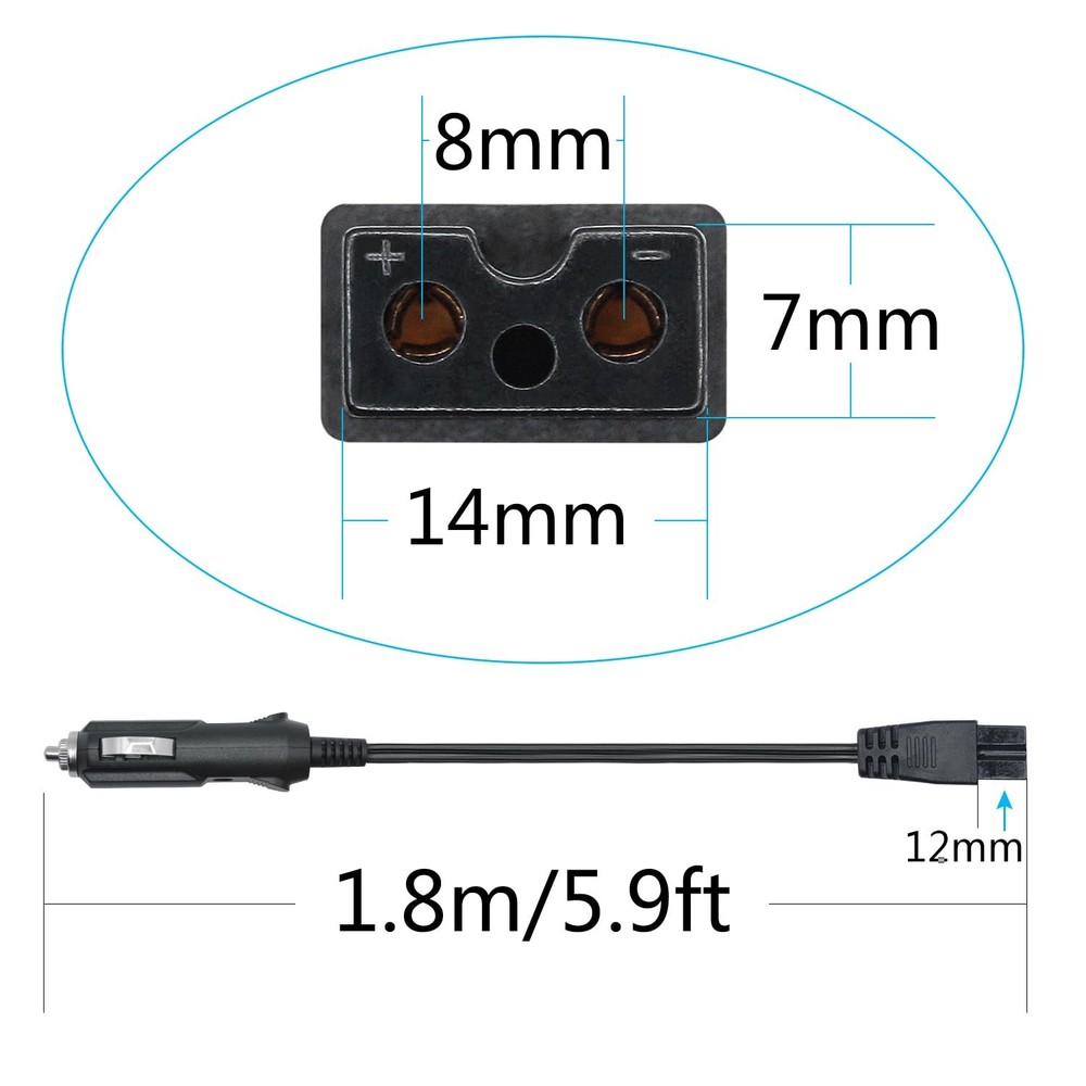 12V Car Cooler Plug Power Cable,Mini Fridge Cool Replacement Power Extension ...