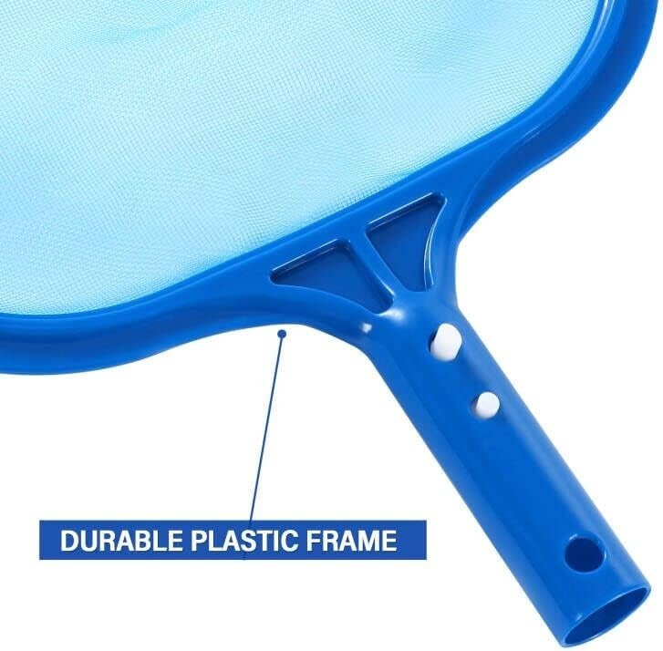Dark Blue Pool Skimmer Net with Solid Plastic Frame & Fine Mesh 9.3x7 Inch