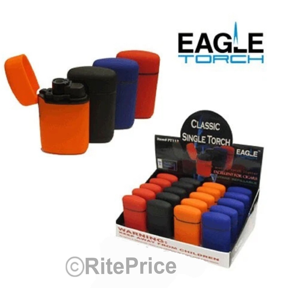 Eagle Classic Refillable Square Single Flame Torch Cigar Lighters PT113 (3 Pack)