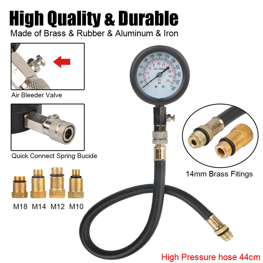 Professional Cylinder Engine Compression Tester Pressure Gauge Test Kit Motor US