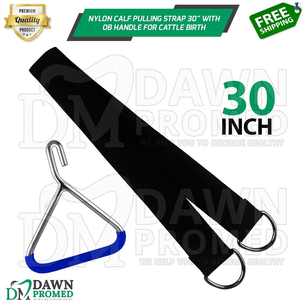 Nylon Calf Pulling Strap 30" With OB Handle For Aid in Cattle Difficult Births