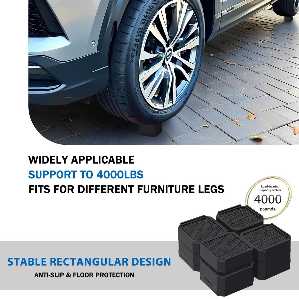 Heavy Duty Bed Furniture Risers Adjustable Rectangular Support Blocks for Bed...