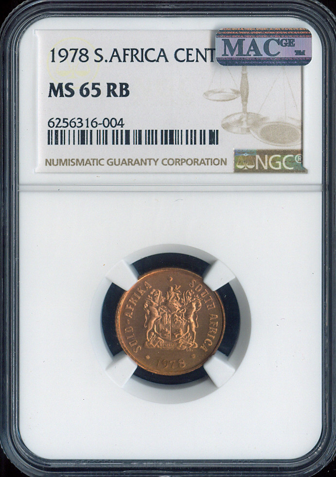 1978 South Africa Cent NGC MS65 RB Quality