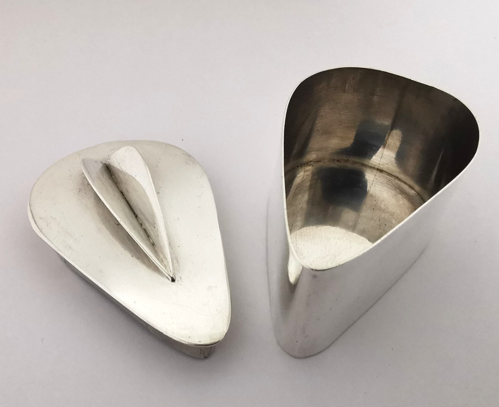 Unusual Modernist Solid Silver Box - London 1980