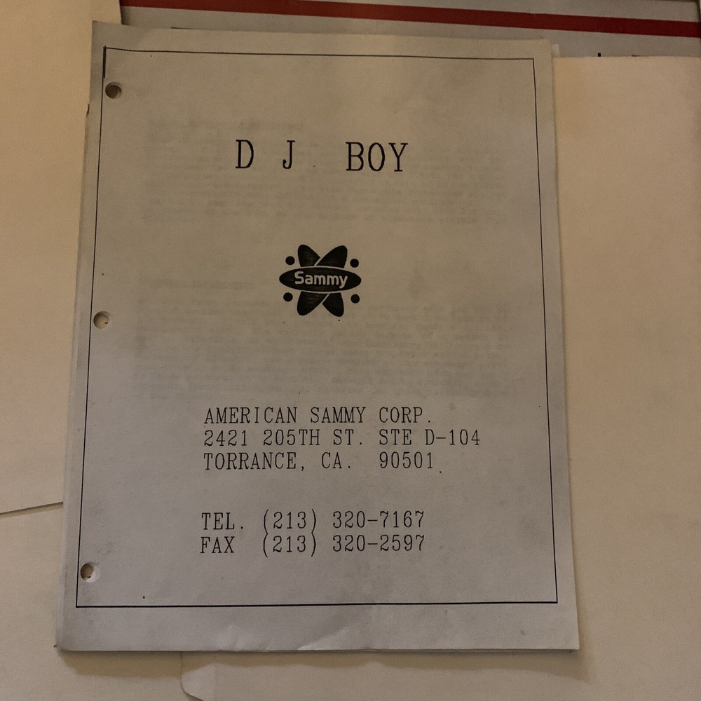 original Dj Boy Sammy  arcade video Game manual