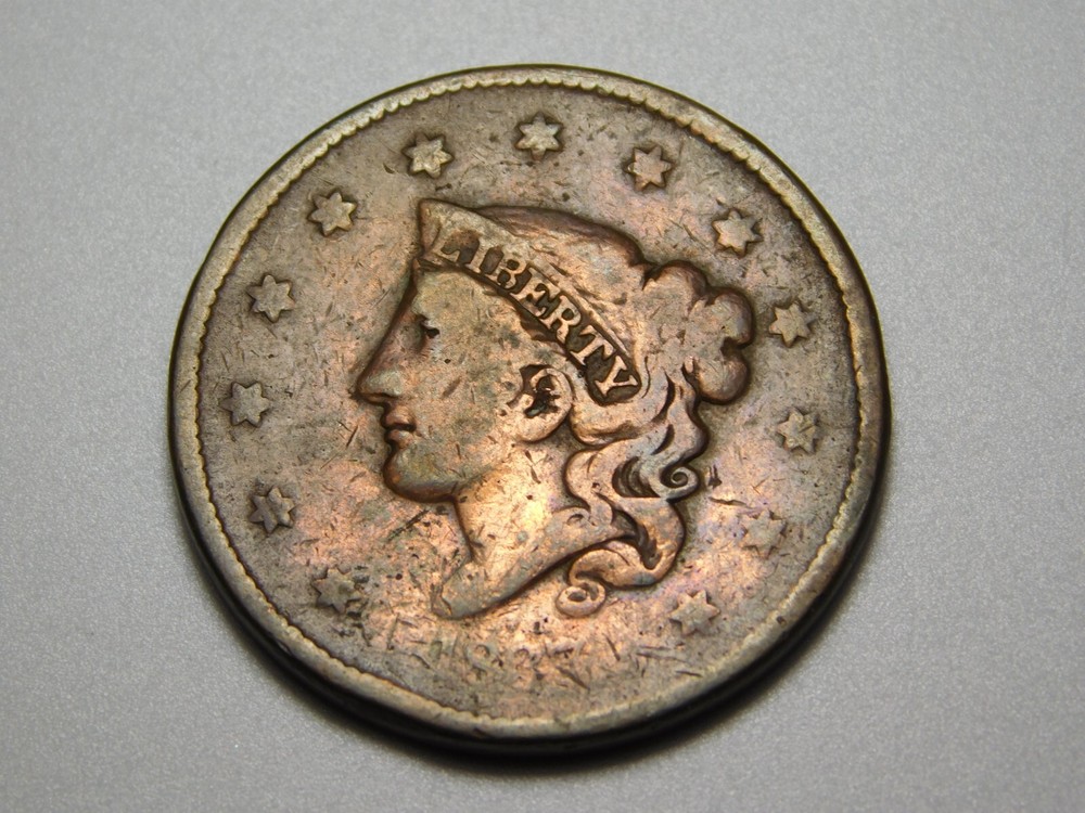 US COINS 1837 CORONET HEAD LARGE CENT