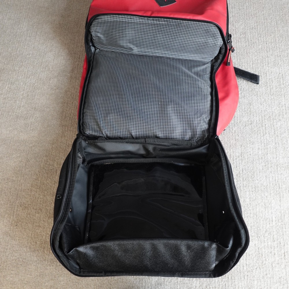 Shrine Backpack Black Red Solid Sneaker Compartment Travel