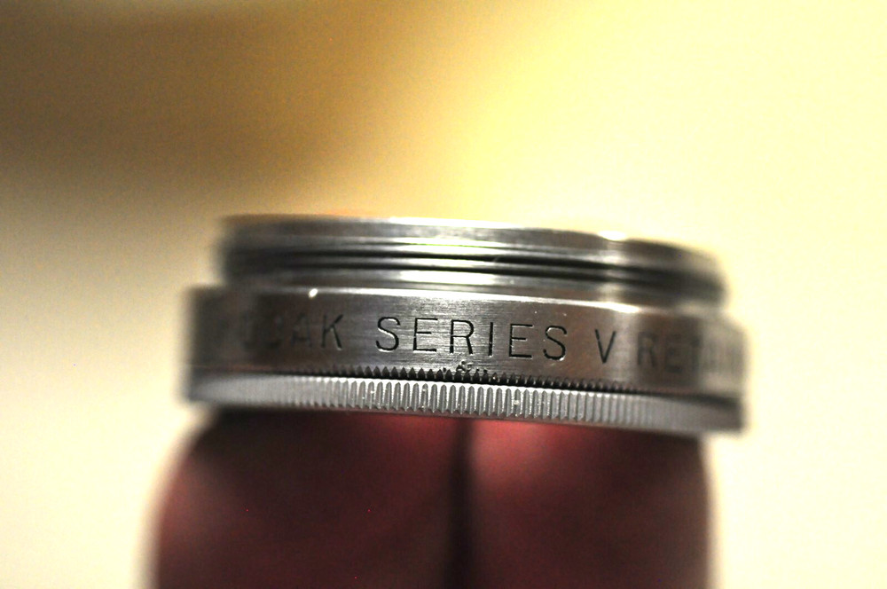 Kodak ser. V thread adapter to accept a series V filter. With retaining ring.