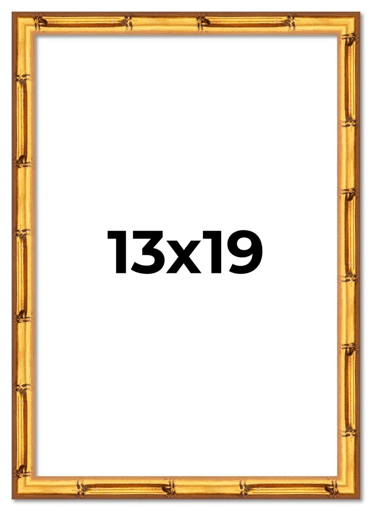 13x19 Frame Gold Bamboo Solid Wood Picture Frame | 1 Inch Moulding Width | Inter